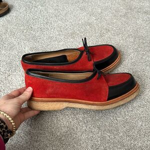 ADIEU LOAFERS SIZE 43. Red and black leather‎ suede
